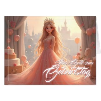 Princess Birthday Card in Pink