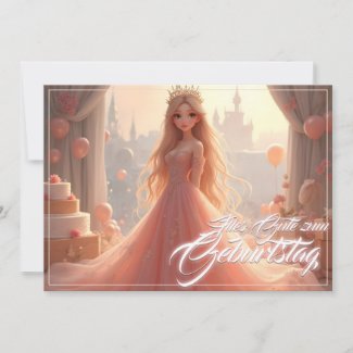 Princess Birthday Card in Pink