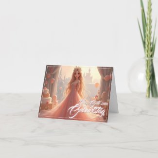 Princess Birthday Card in Pink