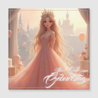 Princess Birthday Card in Pink