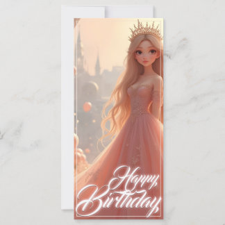 Princess Birthday Card in Pink