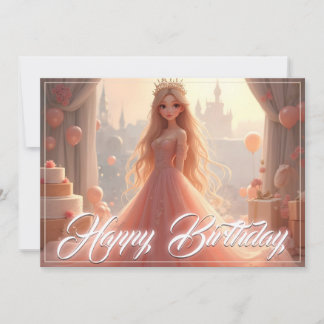 Princess Birthday Card in Pink