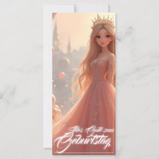 Princess Birthday Card in Pink