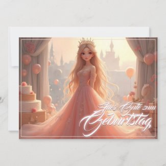 Princess Birthday Card in Pink
