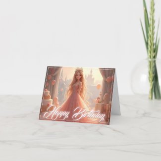 Princess Birthday Card in Pink