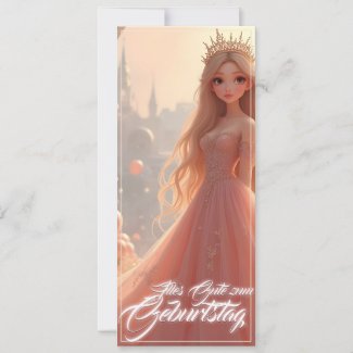 Princess Birthday Card in Pink