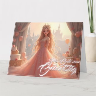 Princess Birthday Card in Pink