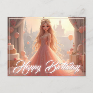 Princess Birthday Card in Pink