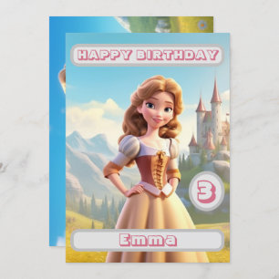 Princess Birthday Card Personalized Name Age Kids