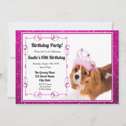 Princess Birthday Cavalier King Charles Invitation