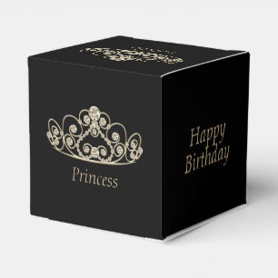 Princess Birthday Design - Gold Tiara Crown Favor Boxes