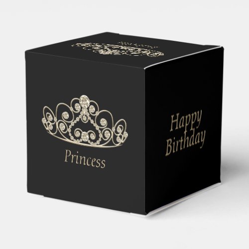 Princess Birthday Design _ Gold Tiara Crown Favor Boxes