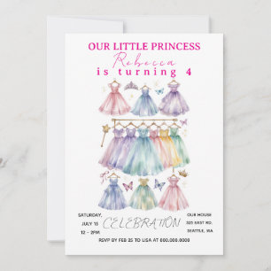 Princess Birthday Dress Up Party  Invitation