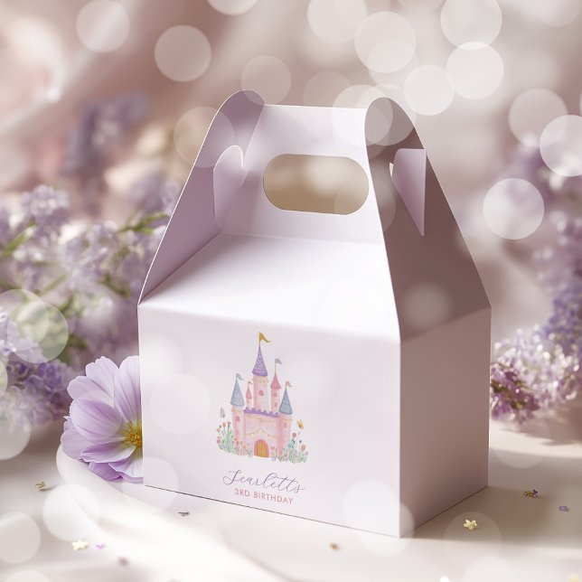 Princess Birthday Enchanted Castle Girls Favor Boxes (Princess Castle Girls Birthday Party Gable Boxes)