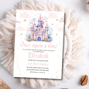Princess Birthday Fairytale Castle Pink Girl Party Invitation