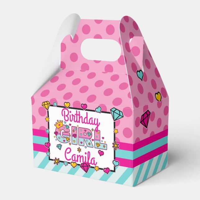 Princess Birthday Girl Crown Number Favor Boxes (Front Side)