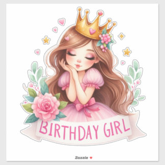Princess Birthday Girl Crown Sticker