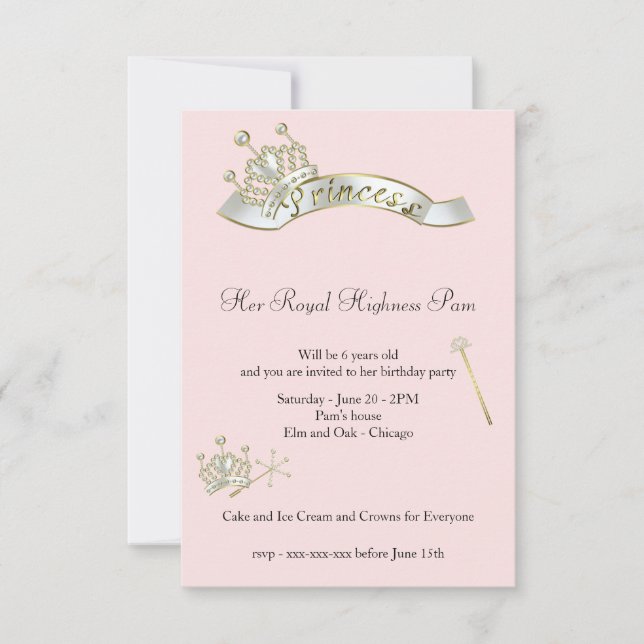 Princess Birthday Invitation (Front)