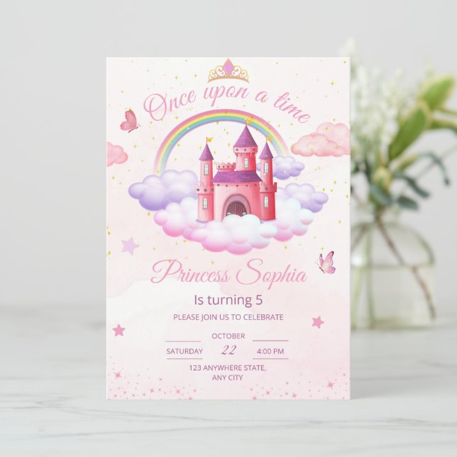 Princess Birthday Invitation Little Princess Girls (Standing Front)