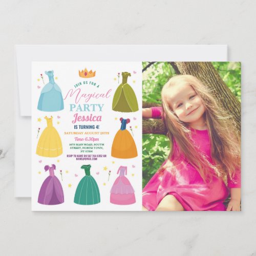 Princess Birthday Invitation Party Girls Photo 