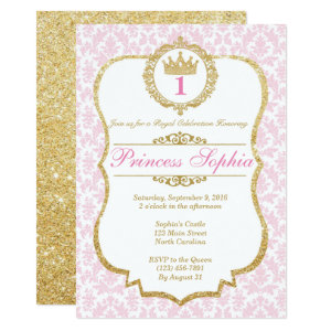 Princess Birthday Invitation Pink & Gold