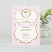 Princess Birthday Invitation Pink & Gold (Standing Front)