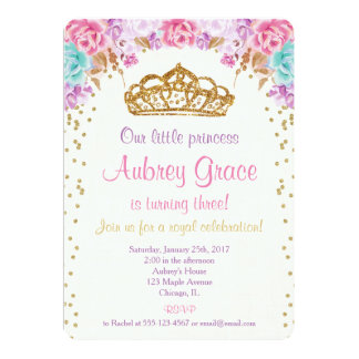 pink princess birthday invitations