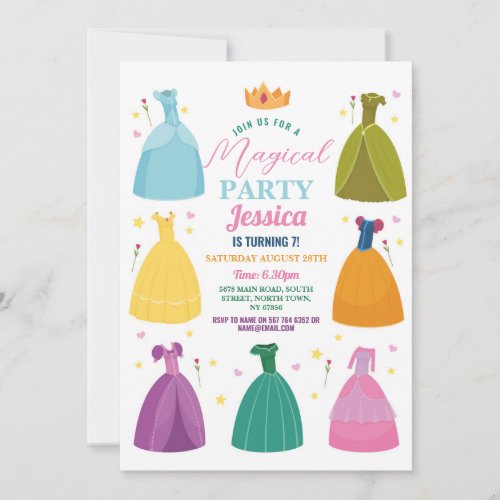 Princess Birthday Invitation Prince Party Girls