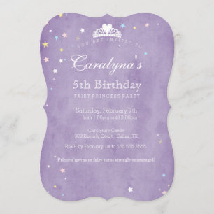 Princess Birthday Invitation Purple Fairy Dust