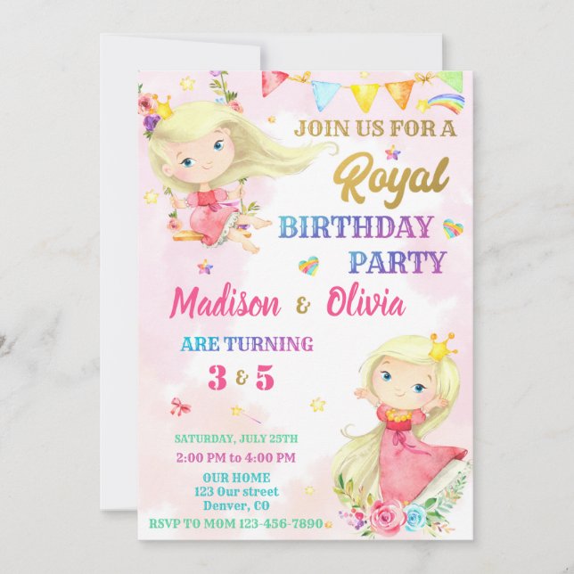 Princess birthday invitation Royal invitation (Front)