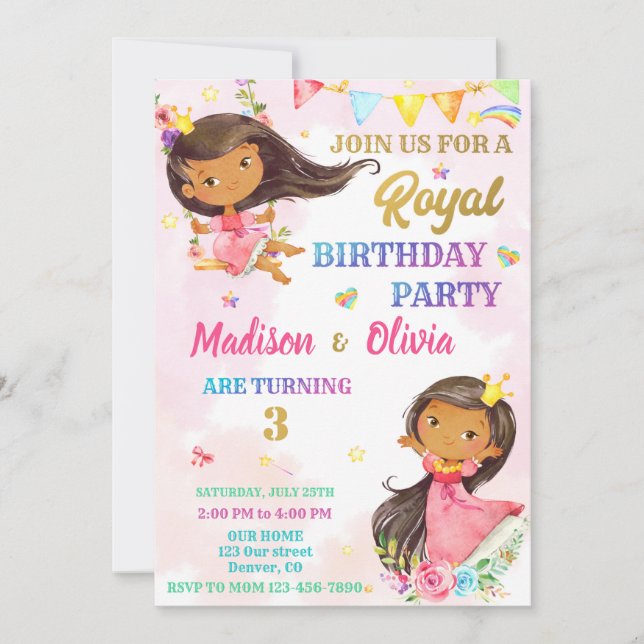 Princess birthday invitation Royal invitation (Front)