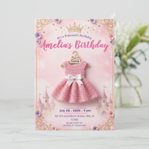  Princess Birthday Invitation with Crochet Dress 