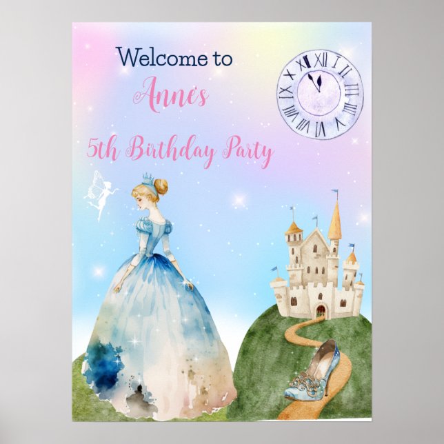 Princess Birthday Kids Welcome Poster (Front)