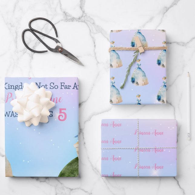 Princess Birthday Kids  Wrapping Paper Sheets (Front)