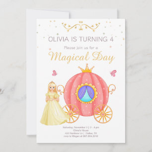 Princess Birthday Magical Day Princess Carriage Invitation