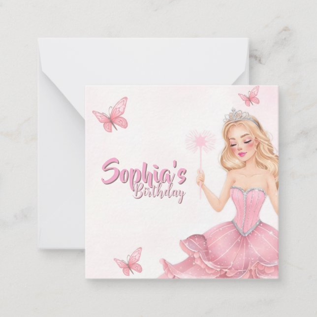 Princess Birthday Note Card (Front)