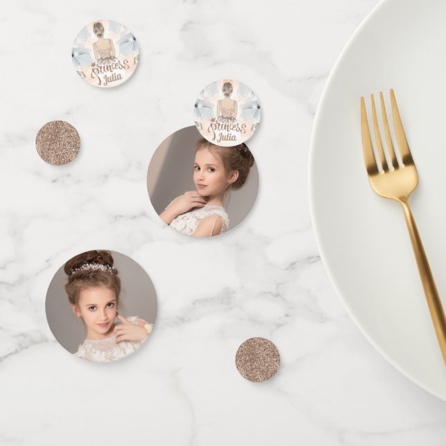 Princess Birthday Party Beige glitter Photo Confetti (Group)