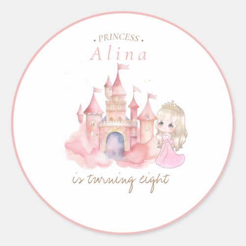  Princess Birthday party Classic Round Sticker