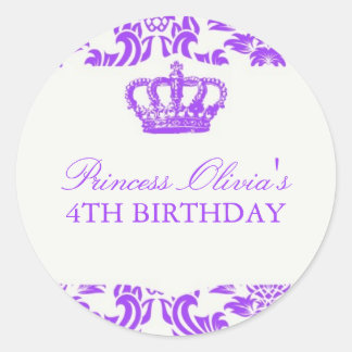 Princess Birthday Party Classic Round Sticker