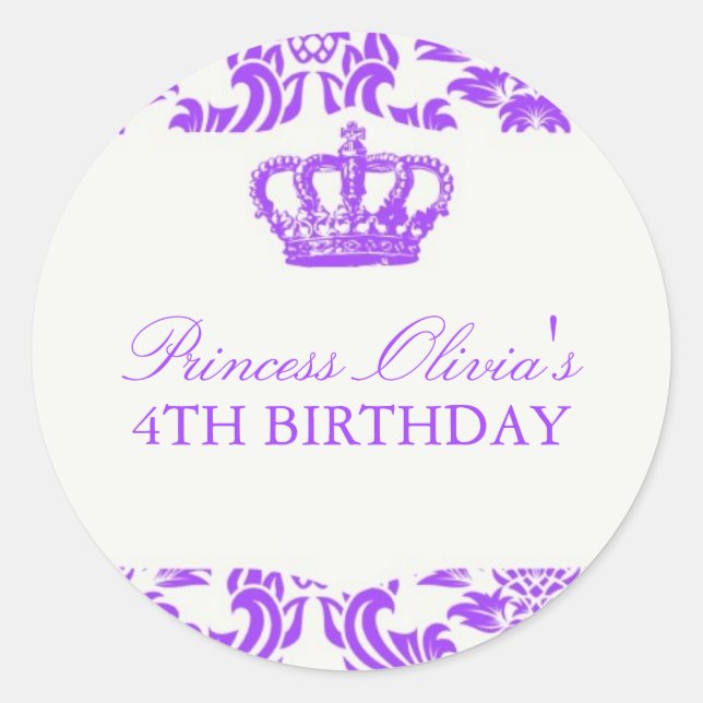 Princess Birthday Party Classic Round Sticker (Front)