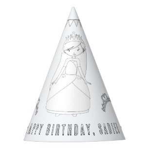 Princess Birthday Party - Color Your Own Party Hat