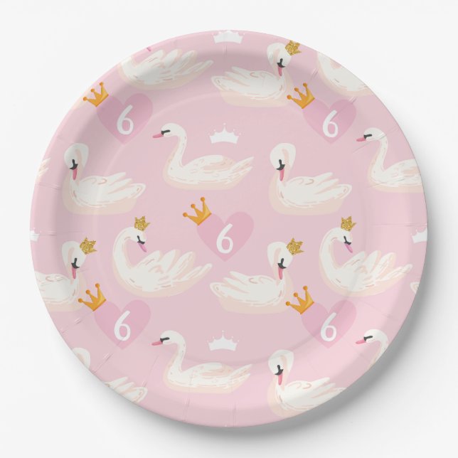 Princess Birthday Party, Custom Age  Paper Plates (Front)