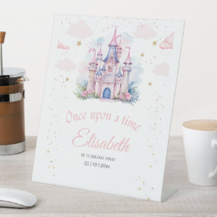 Princess Birthday Party Fairytale Castle Pink Girl Pedestal Sign