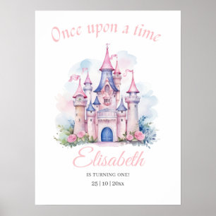 Princess Birthday Party Fairytale Castle Pink Girl Poster