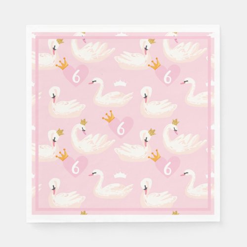 Princess Birthday Party  Girls Custom Age Napkins