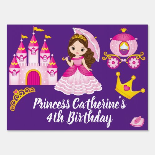 Princess Birthday Party Girls Personalized Yard Sign