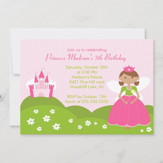 Princess Birthday Party Invitation (Front)