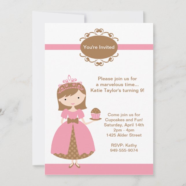 Princess Birthday Party Invitation (Front)