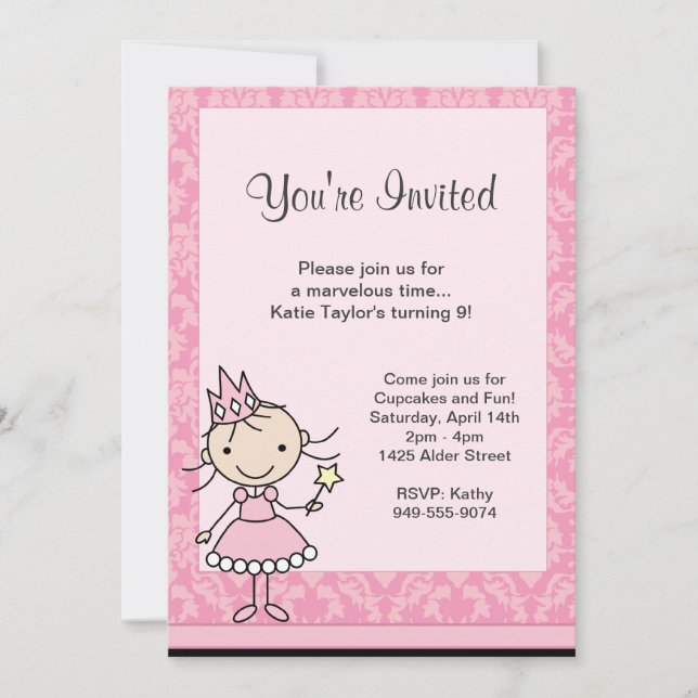Princess Birthday Party Invitation (Front)