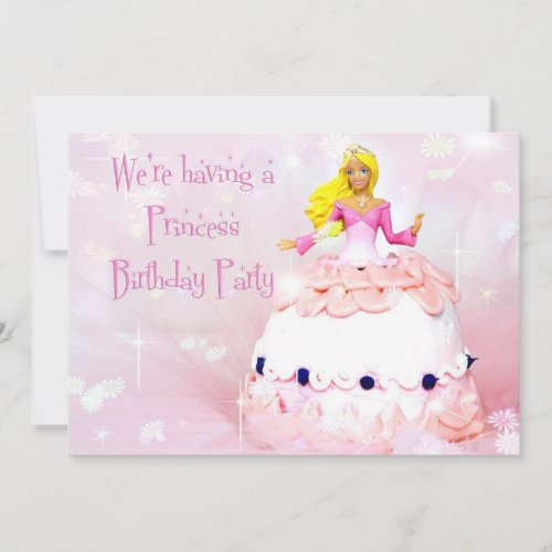 Princess Birthday Party Invitation Cake with Doll Invitation